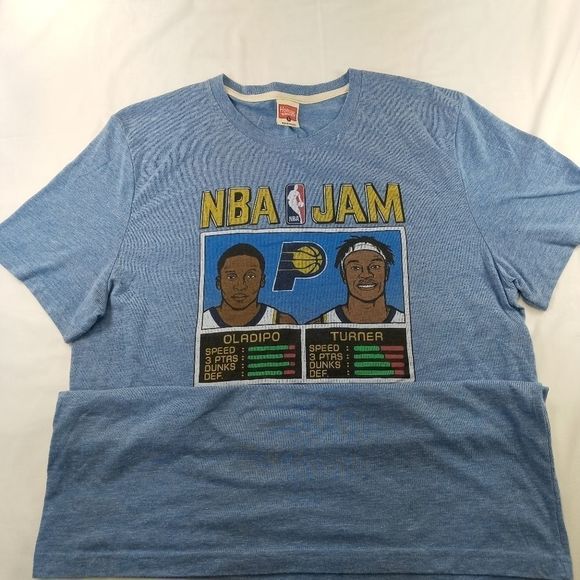 Indiana Pacers NBA Jam Homage old school t-shirt Lge blue fan tee Turner Oladipo - Picture 9 of 14